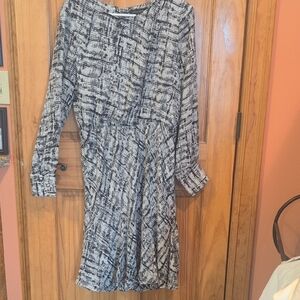 Banana Republic Black and White Wrap Tie Front Sheath Dress